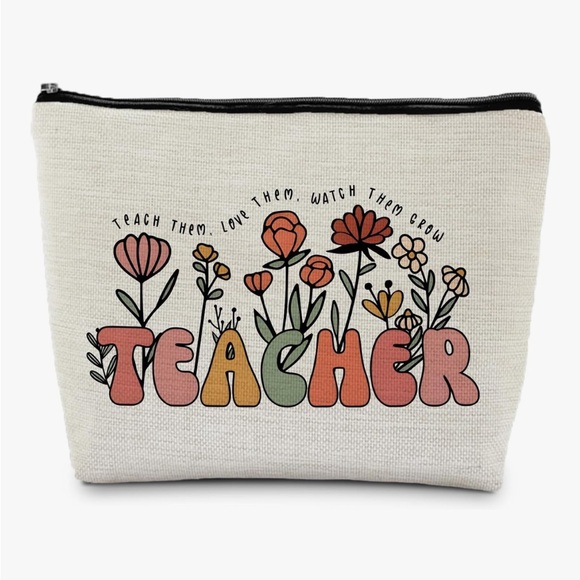 Floral Teacher Cosmetic Pouch - Picture 1 of 3